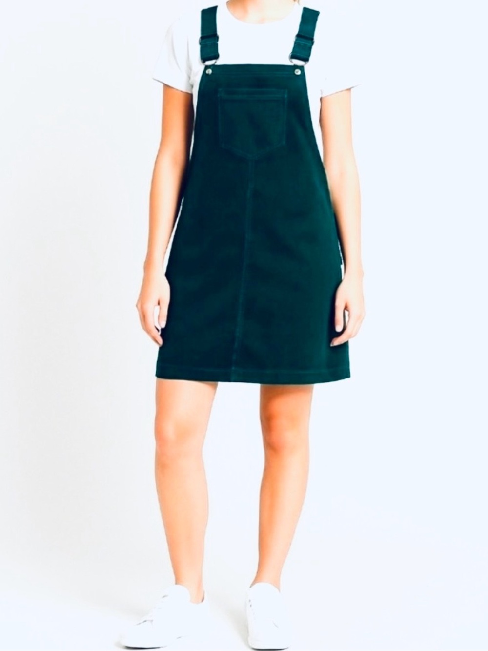 Forever 21 Dark Green Corduroy Pinafore Dress